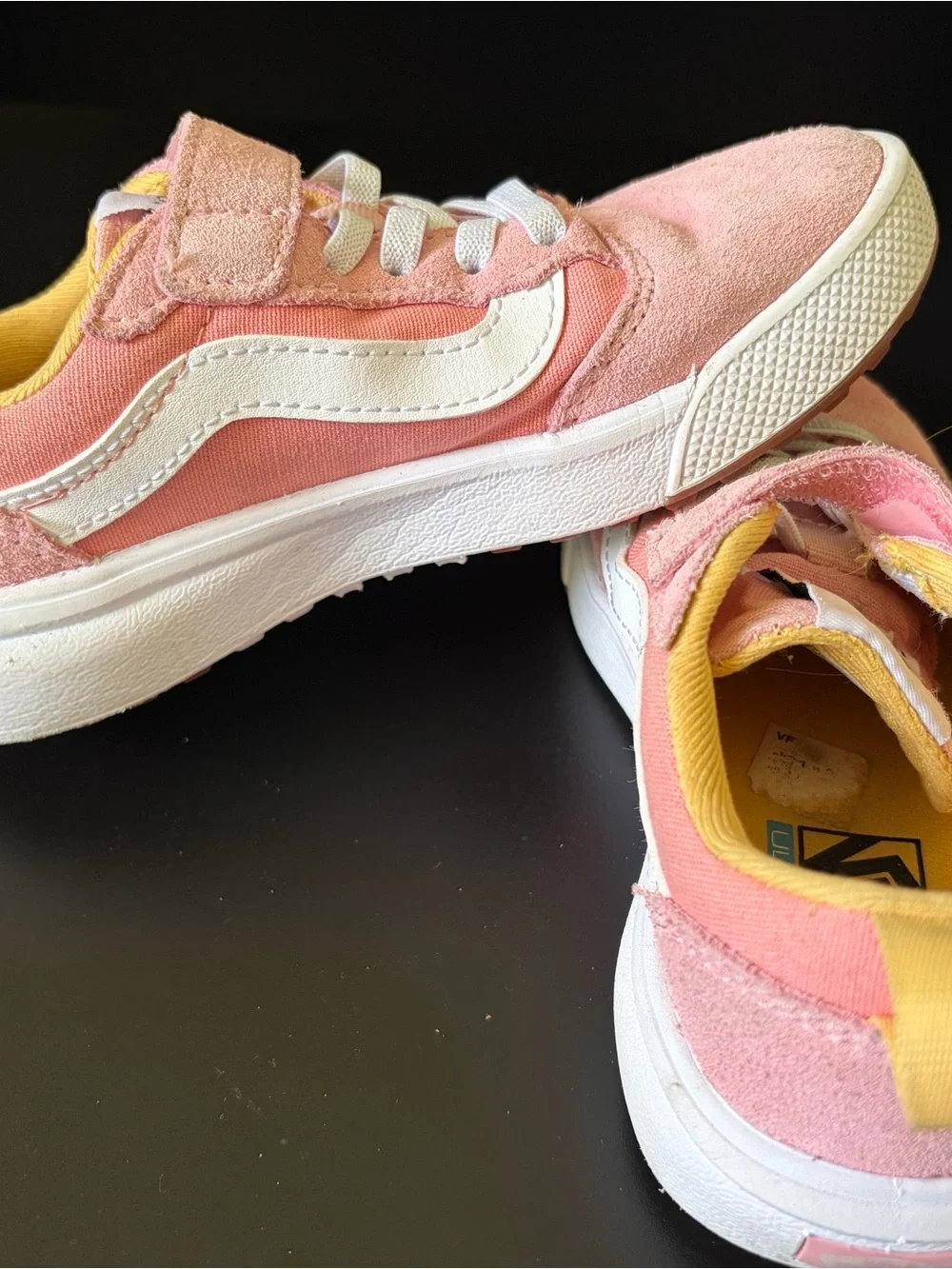 Vans UltraRange Kids Pink, White and Yellow Velcro Sneakers
